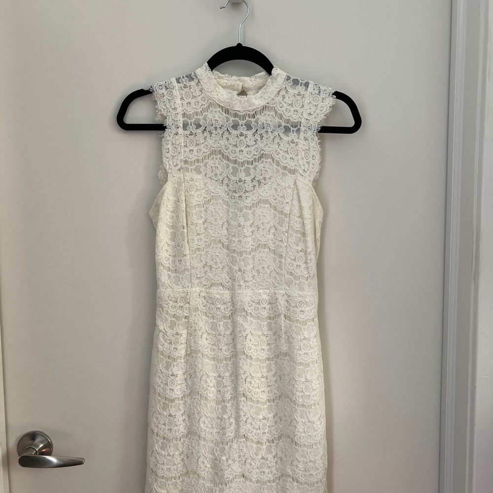 White Sleeveless Sheath Dress by Love Fire